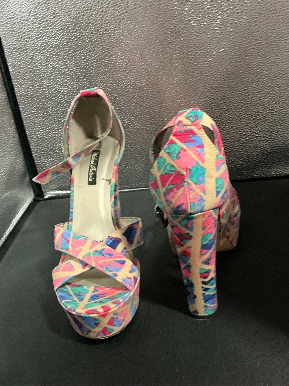 Michael Aram Multicolor Pink Blue Platform Sandals - Picture 2 of 3